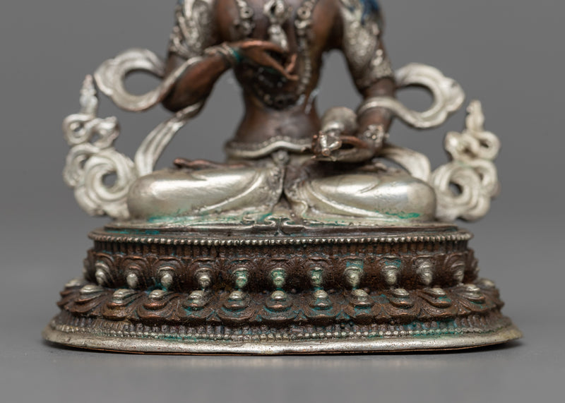 Miniature Vajrasattva Statue | Silver-Plated Symbol of Purification