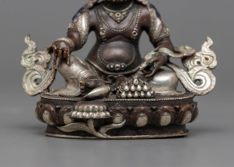 Miniature Dzambhala Statue | Silver-Plated Symbol of Prosperity