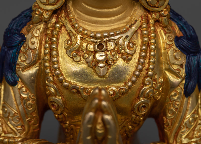 Chenrezig Sculpture in 24K Gold | Embodiment of Compassion