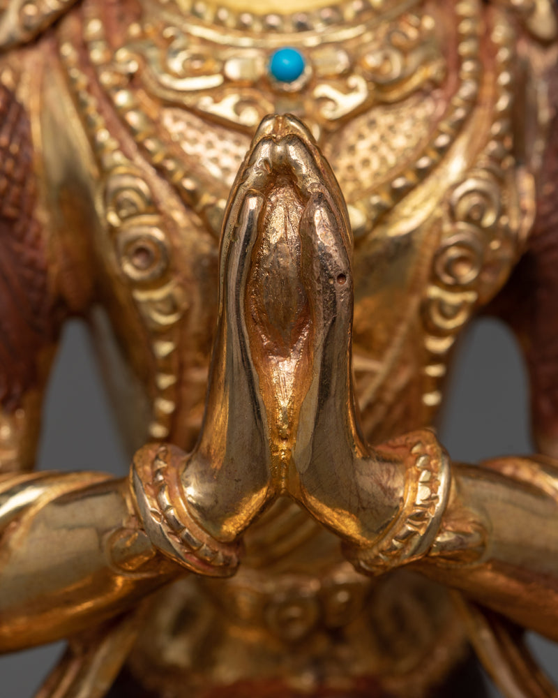 24K Gold-Gilded 4-Arm Chenrezig Bodhisattva Statue | Compassion in Every Direction