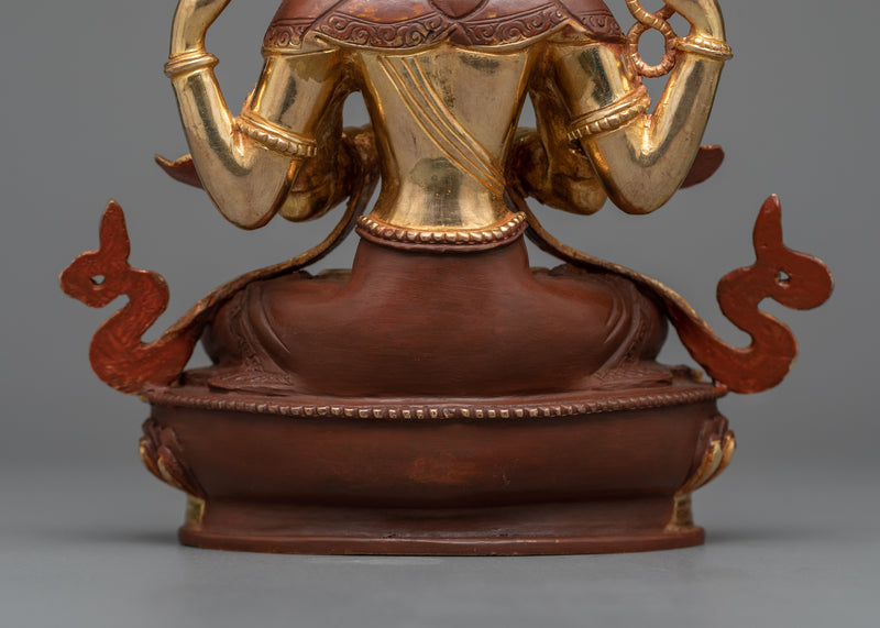 24K Gold-Gilded 4-Arm Chenrezig Bodhisattva Statue | Compassion in Every Direction