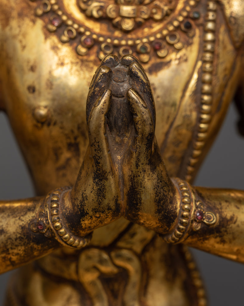 Antique Finished Chenrezi Statue | Embodiment of Infinite Compassion