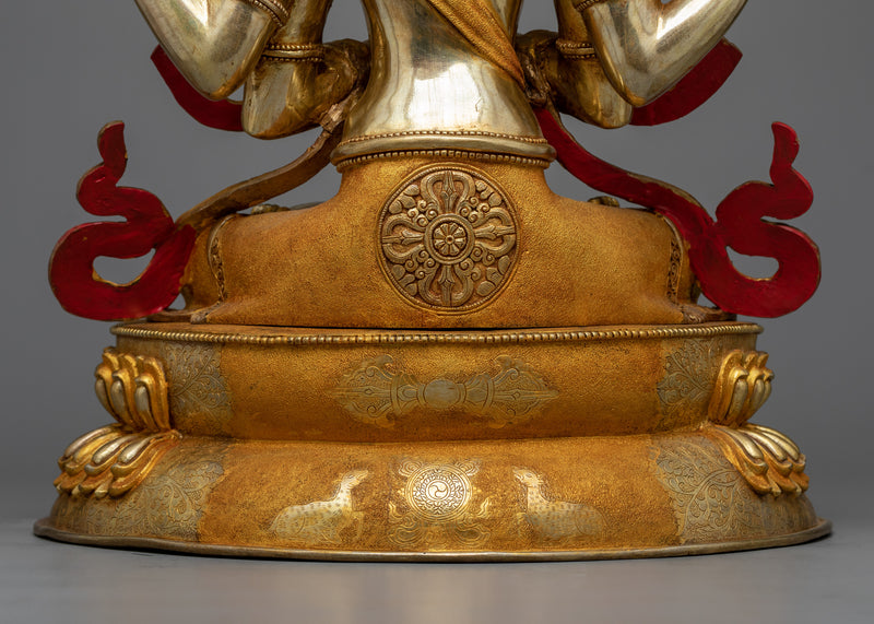 4 Arms Chenrezig Buddha | Gold Gilded Compassion