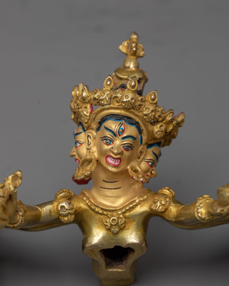 Elegant Kalachakra Sculpture | 24K Gold Gilded Copper Statue