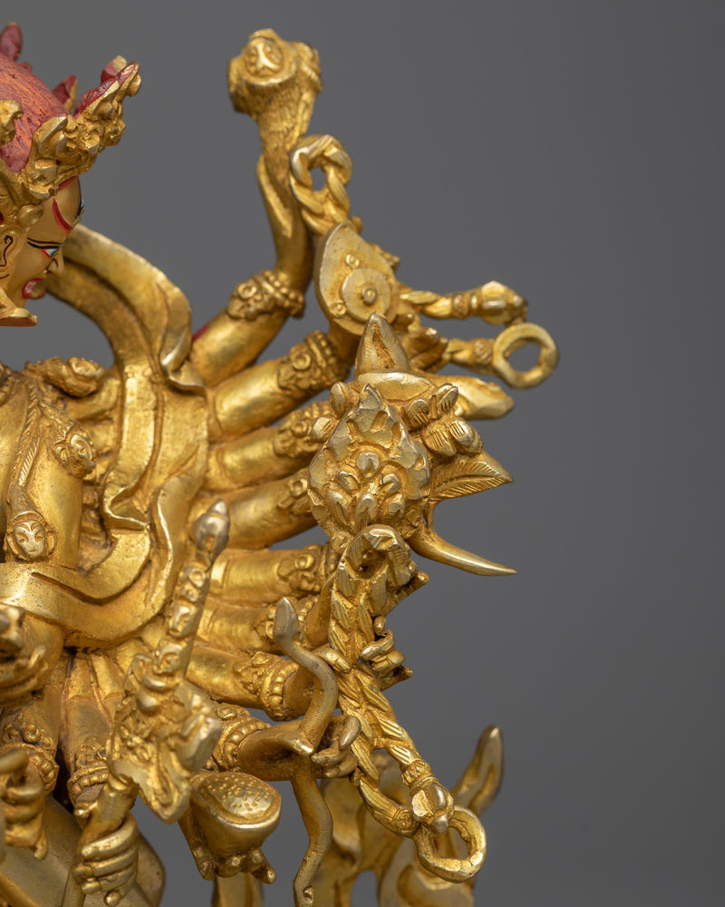 Elegant Kalachakra Sculpture | 24K Gold Gilded Copper Statue