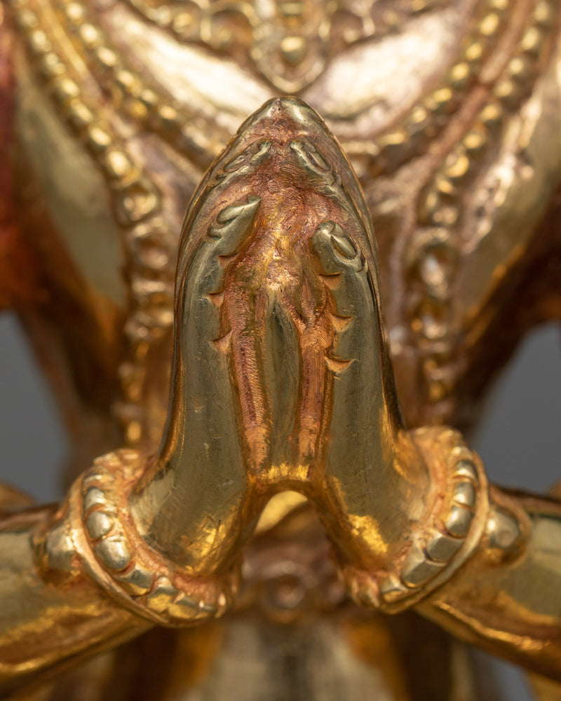 Chenrezig Lotus Sutra Statue | 24K Gold Gilded Compassion Sculpture