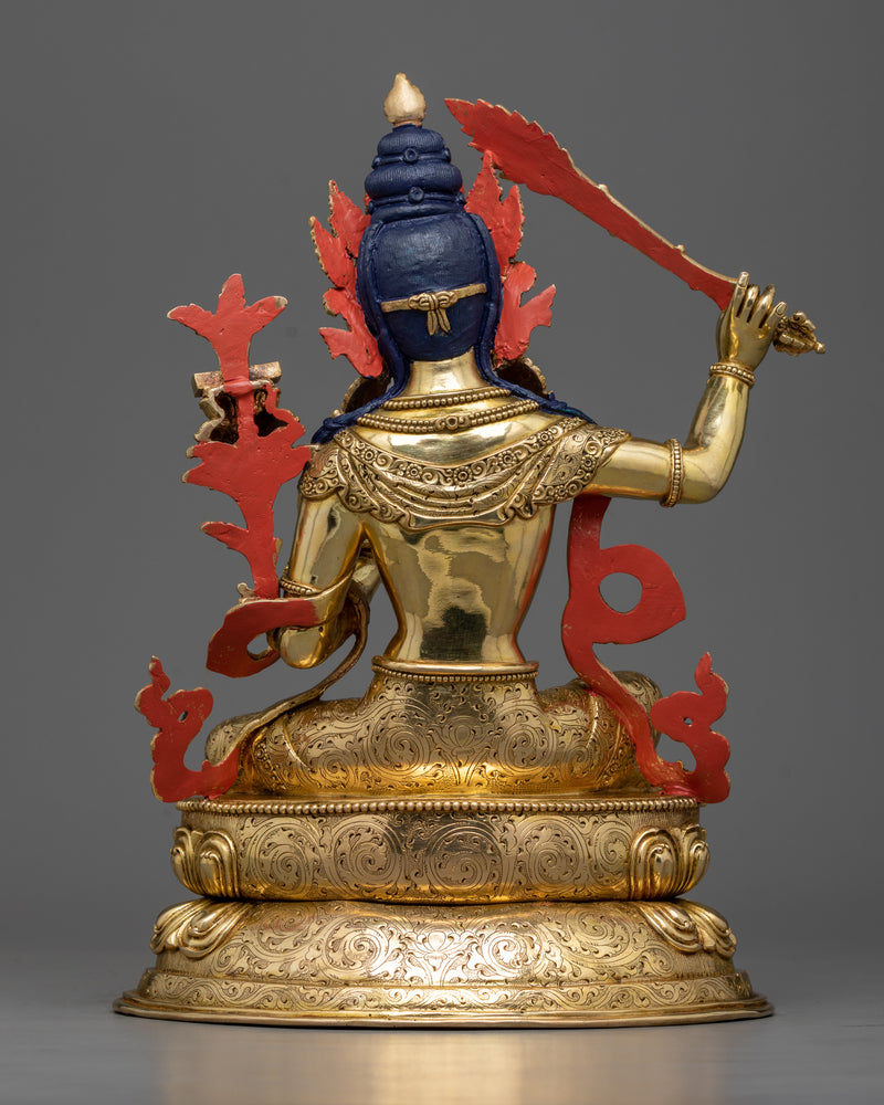 Exquisite Manjushri Buda Statue | 24K Gold Gilded Wisdom Deity