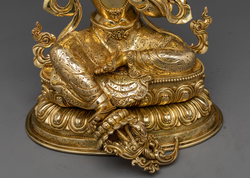 Exquisite Manjushri Buda Statue | 24K Gold Gilded Wisdom Deity