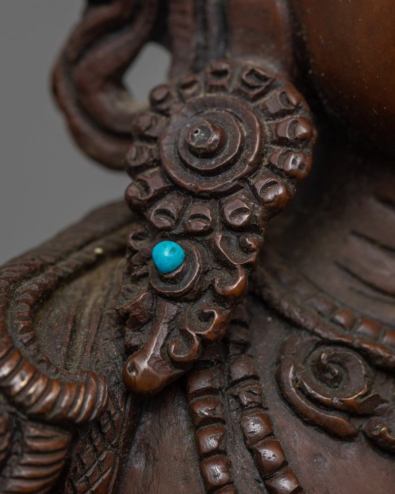 Manjushri Bodhisattva Sculpture in Oxidized Copper | Buddhism Wisdom Deity