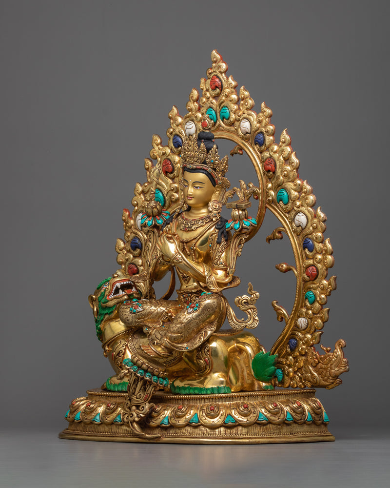 manjushri-on-lion-sculpture