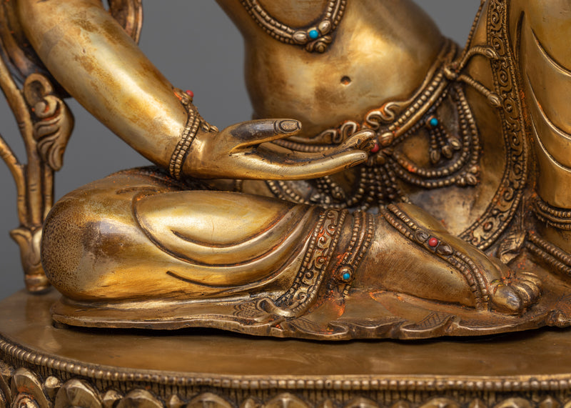 Two-Arm Chenrezig Artwork in 24K Gold | A Portrait of Serene Compassion