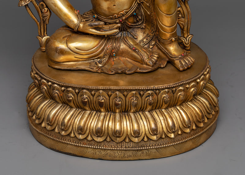 Two-Arm Chenrezig Artwork in 24K Gold | A Portrait of Serene Compassion