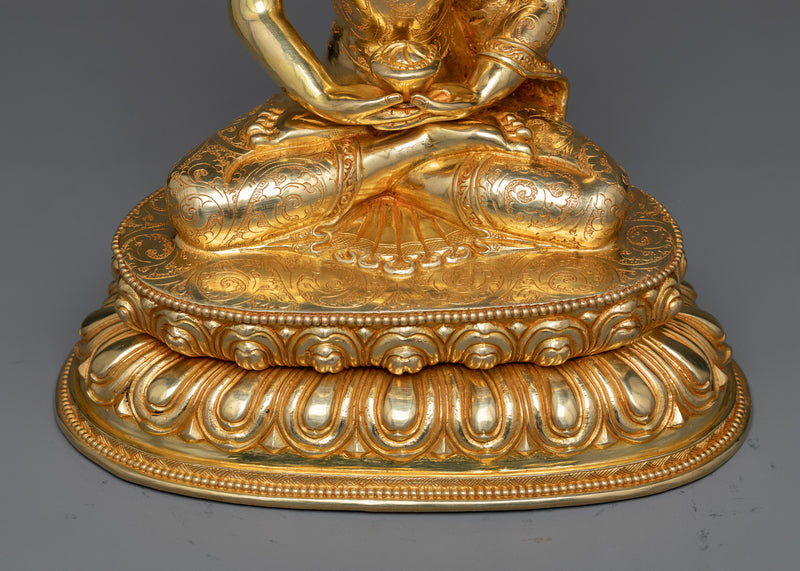 24k Gold Gilt Statues of Three Buddhas | Medicine Buddha, Shakyamuni Buddha, Amitabha Buddha