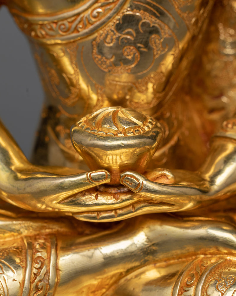 24k Gold Gilt Statues of Three Buddhas | Medicine Buddha, Shakyamuni Buddha, Amitabha Buddha