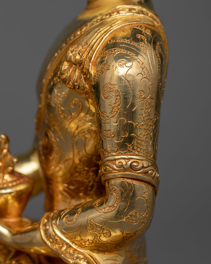 24k Gold Gilt Statues of Three Buddhas | Medicine Buddha, Shakyamuni Buddha, Amitabha Buddha