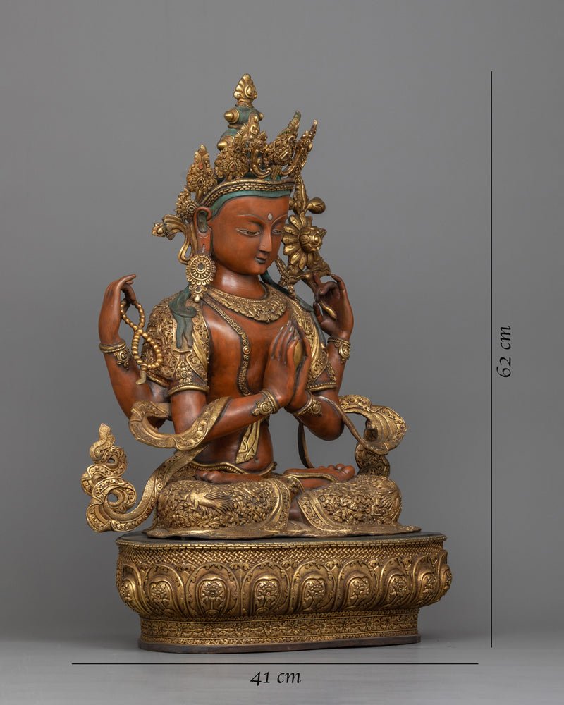 antique-finished-4-armed-chenrezig-sculpture