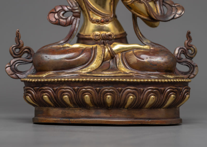 Manjushri Copper Statue in 24K Gold | A Beacon of Wisdom and Insight