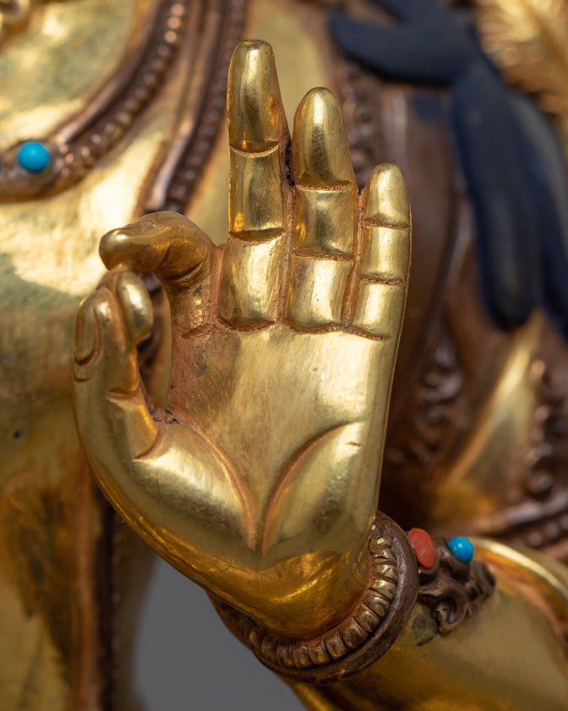 Manju Shri Statue in 24K Gold | A Representation of Wisdom and Insight