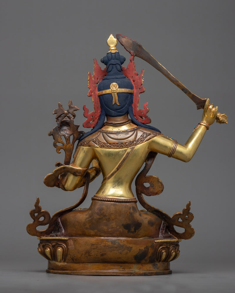 Manju Shri Statue in 24K Gold | A Representation of Wisdom and Insight