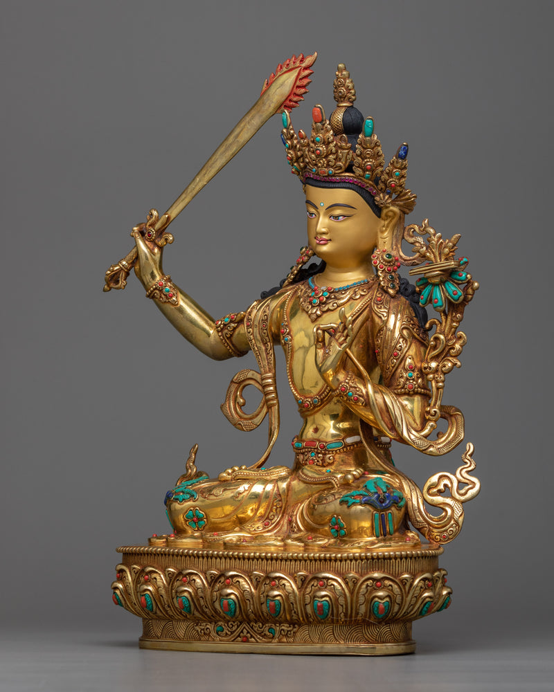 manjushri-gilt statue