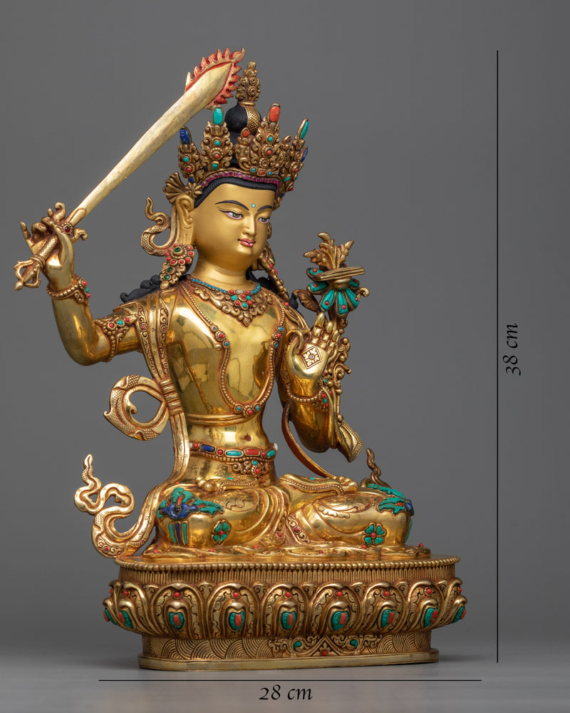 manjushri-gilt statue