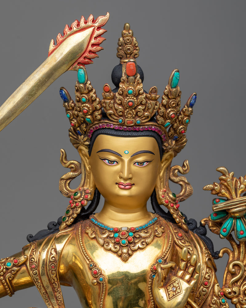 manjushri-gilt statue