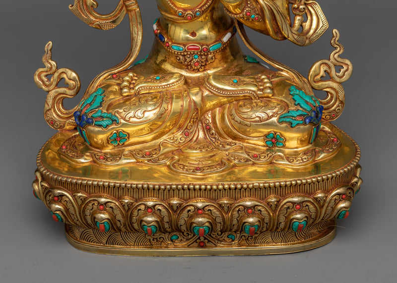 Manjushri Gilt Statue in Triple-Layered 24K Gold | A Masterpiece of Wisdom and Clarity