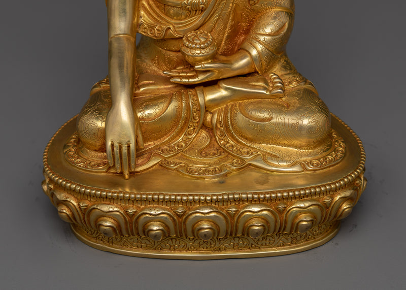 9-Inch Three-Buddha Set | 24K Gold Gilding | Traditional Himalayan Artwork