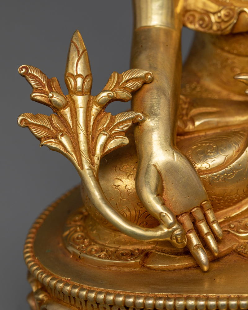 9-Inch Three-Buddha Set | 24K Gold Gilding | Traditional Himalayan Artwork