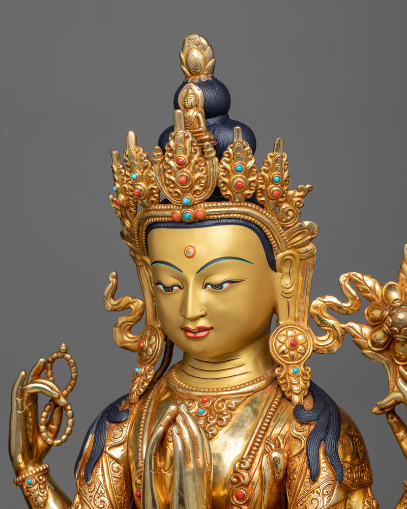 chenrezig-gilt copper statue