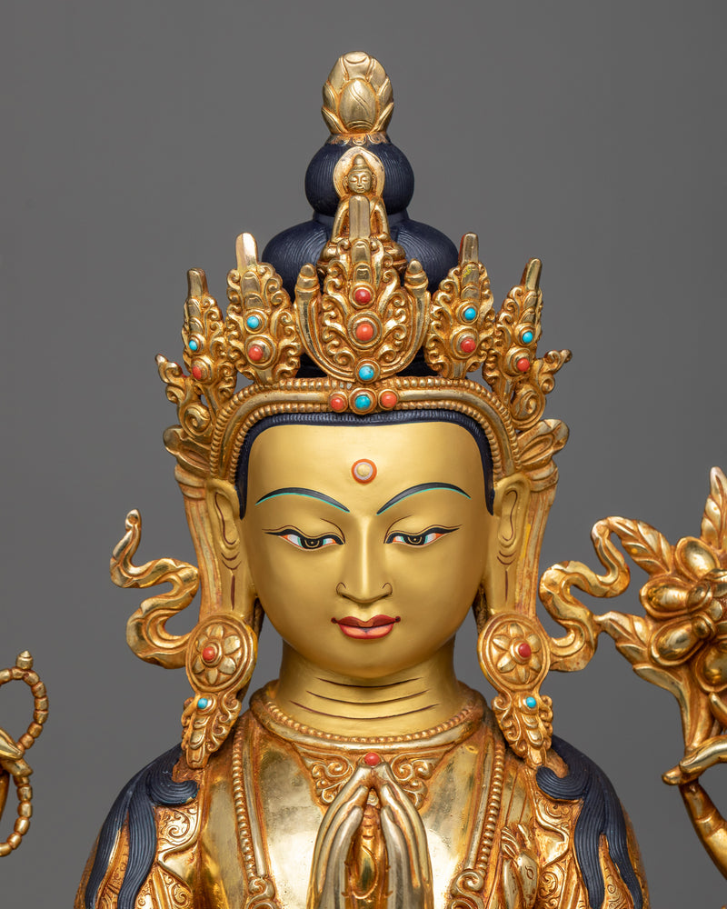 chenrezig-gilt copper statue