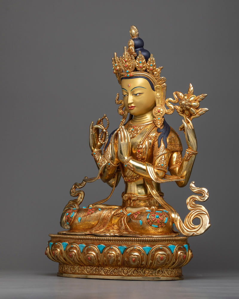 chenrezig-gilt copper statue