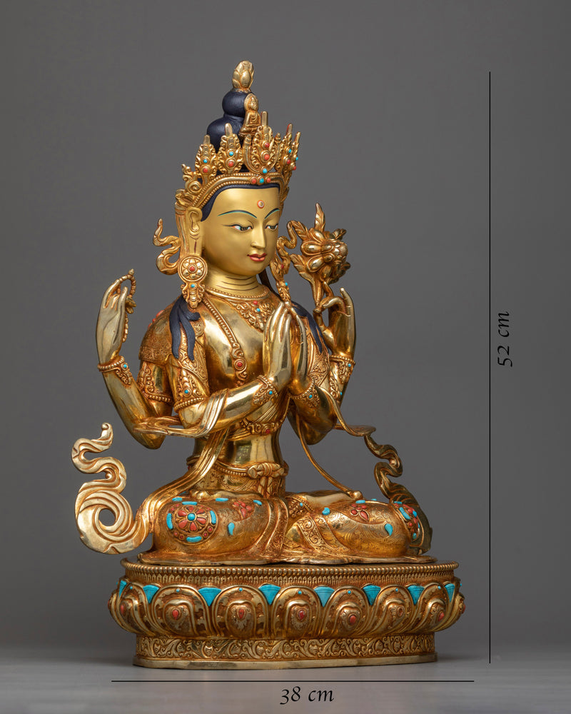 chenrezig-gilt copper statue