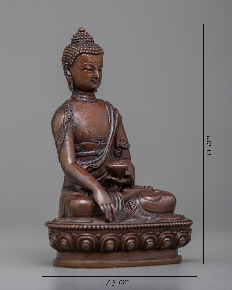 Shakyamuni Buddha Statue | A Compact Oxidized Copper Representation of Enlightenment