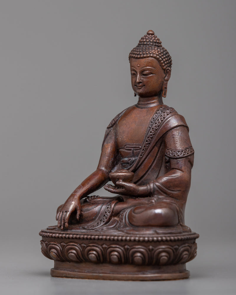 Shakyamuni Buddha Statue | A Compact Oxidized Copper Representation of Enlightenment