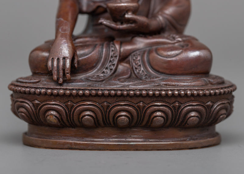 Shakyamuni Buddha Statue | A Compact Oxidized Copper Representation of Enlightenment