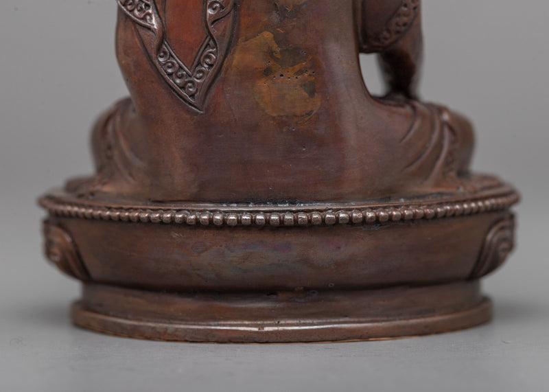 Shakyamuni Buddha Statue | A Compact Oxidized Copper Representation of Enlightenment