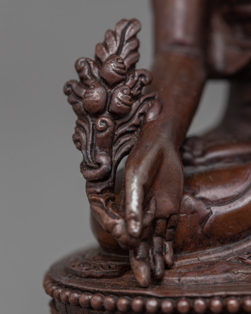 Machine-Made Medicine Buddha Statue | A Compact Oxidized Copper Symbol of Healing