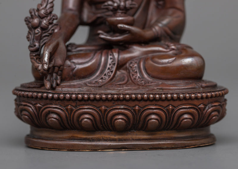 Machine-Made Medicine Buddha Statue | A Compact Oxidized Copper Symbol of Healing