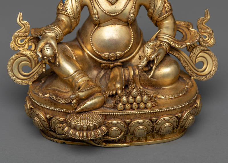 Regal Dzambhala Wealth Deity Statue | Lustrous Gold Electroplating