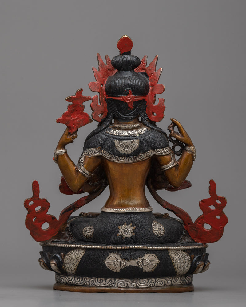 22cm Chenrezig Statue | Silver Harmony of Compassion