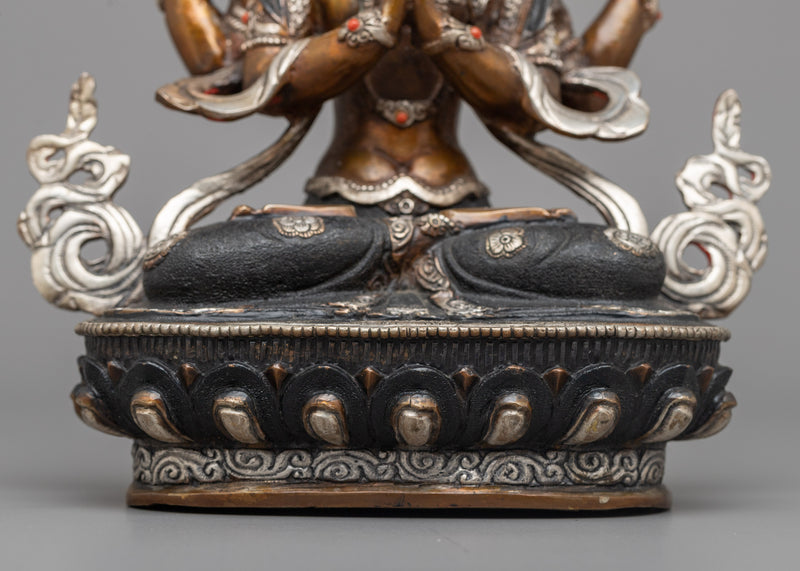 22cm Chenrezig Statue | Silver Harmony of Compassion