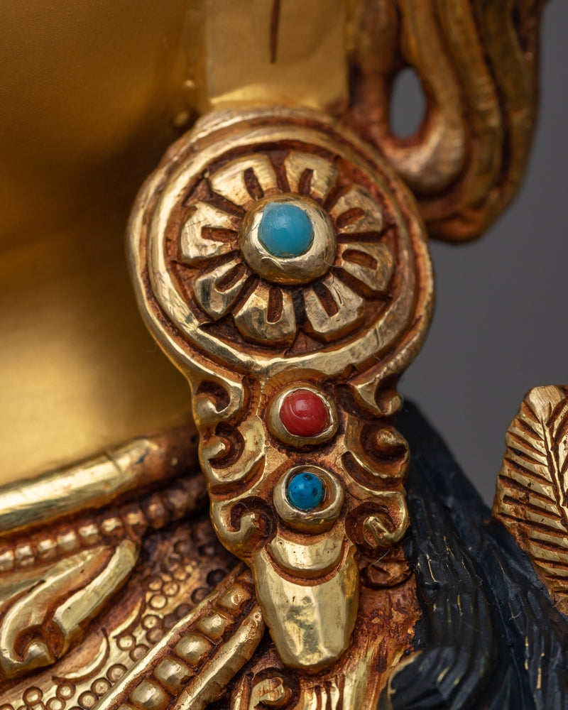 Beautiful Manjushri Statue | Resplendent 24K Gold Gilded Wisdom