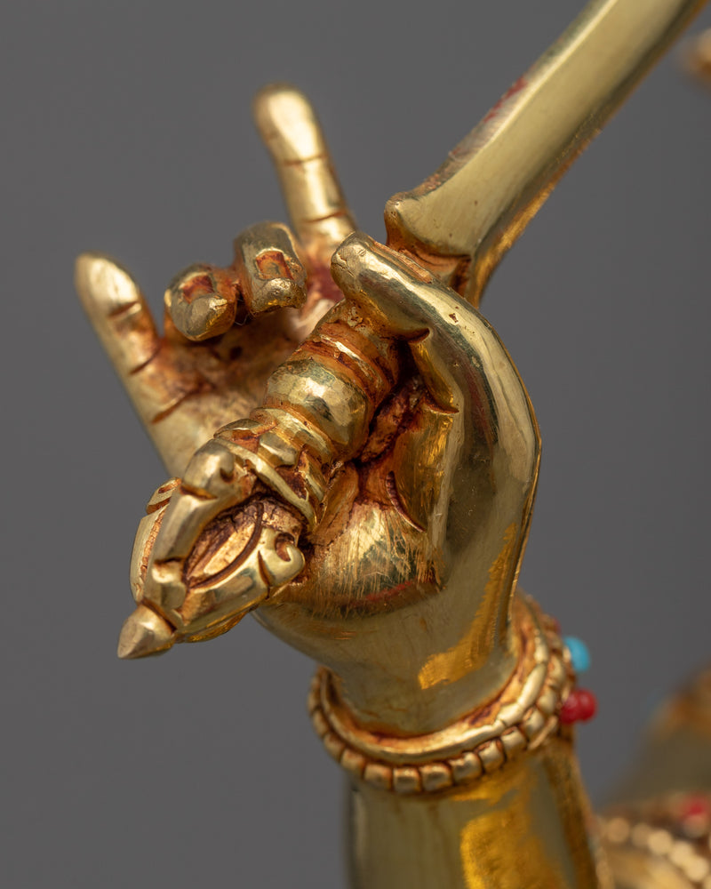 Beautiful Manjushri Statue | Resplendent 24K Gold Gilded Wisdom