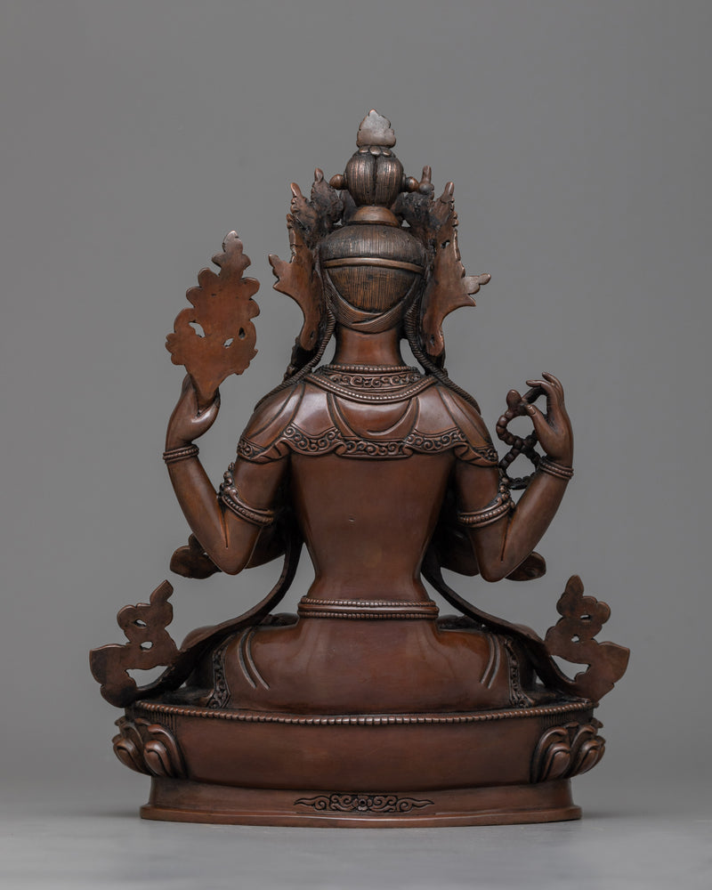 Chenrezig Chocolate Oxidized Statue | Symbol of Universal Compassion