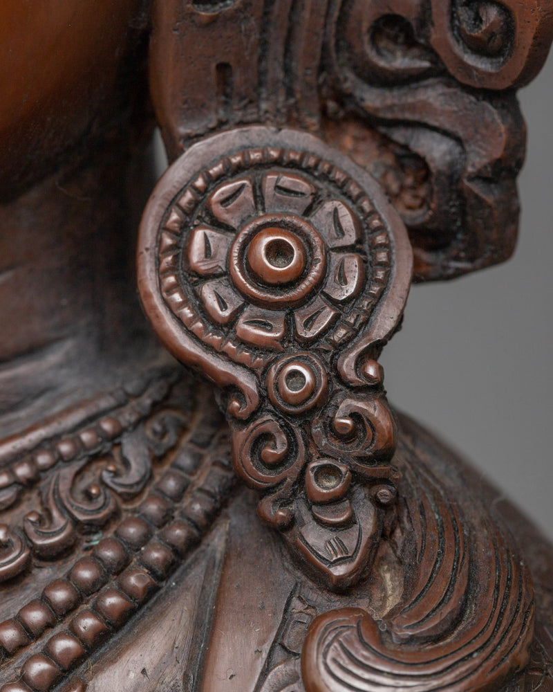 Chenrezig Four-Armed Avalokiteshvara Statue | Embrace Divine Compassion in Oxidized Copper