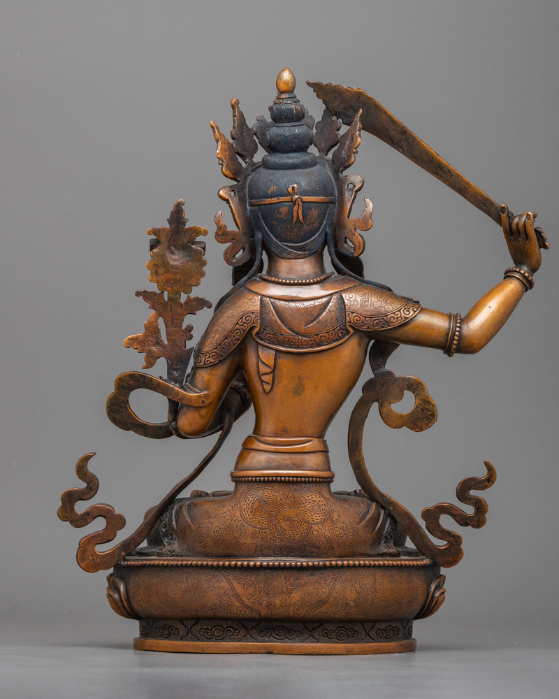 Noble Manjushri Buddhism Statue | A Reverence in Oxidized Copper Craftsmanship