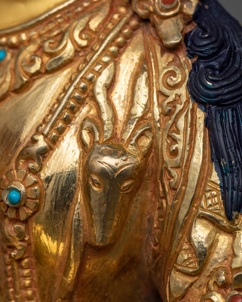 Divine 4-Arm Chenrezig Gold Gilded Statue | Embodiment of Compassion