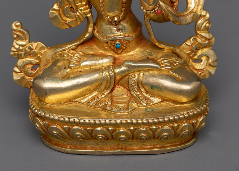 Manjushri Wisdom Bodhisattva Sculpture | Luminous 24K Gold Gilded Icon