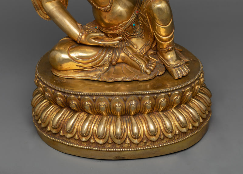 Elegant Two-Armed Avalokiteshvara Statue | Premium 24K Gold Gilded Sculpture